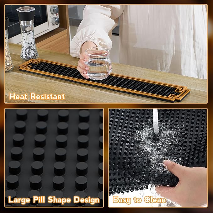 Drydiet 4 Pcs 24 x 4 Inch Bar Mat Non Slip Rubber Mat - Image 6
