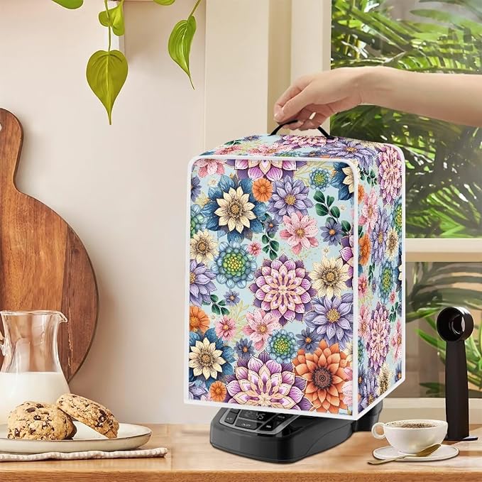Boho Flower Coffee Maker Covers Heat-Resistant Waterproof Dust-Proof Dust Cover - Image 4