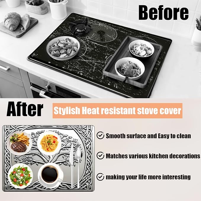 28"x20" Anti-Slip Electric Stove Top Cover Square-Tree Foldable Heat-Resistant - Image 2