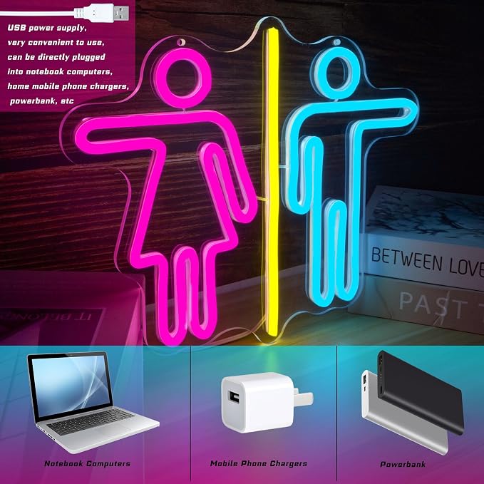 Restroom Neon Signs for Wall Decor Bathroom Neon Sign Dimmable LED Powerd - Image 5