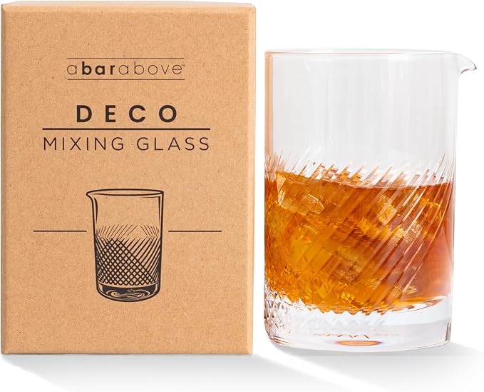 A Bar Above Cocktail Mixing Glass, Diamond Deco Enhanced Annealed Lead-Free by ABarAbove