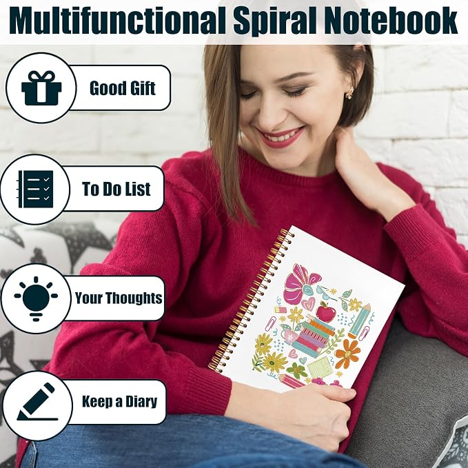 kunlisa Boho Floral Teacher Spiral Notebook Journal 5.5x8.3, Thank You - Image 4