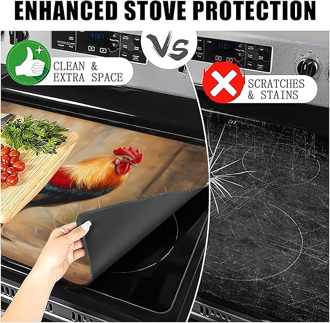 Farmhouse Rooster Stove Top Cover 28.3 x 20.5 Inches, Heat Resistant Glass - Image 8