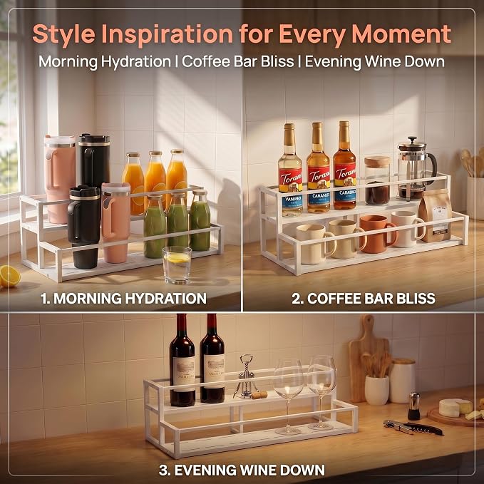 Expandable Coffee Syrup Organizer, 2-Tier Carbon Steel Stanley Cup Holder - Image 4