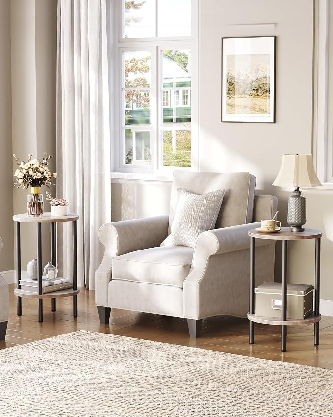 CHOEZON Round Side Table, 2-Tier End Table, Small Round Nightstand - Image 4