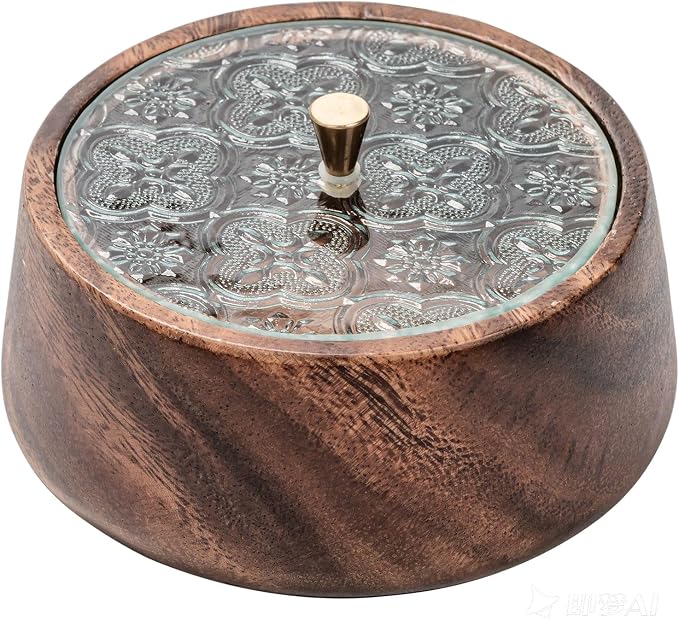 Wooden Storage Box with Glass Lid by Unknown