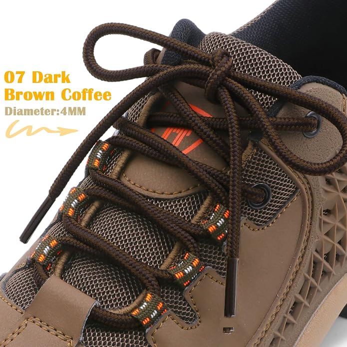 DELELE 2 Pair Round Boot Laces Outdoor Hiking Walking Shoelaces Dual Coloured - Image 2