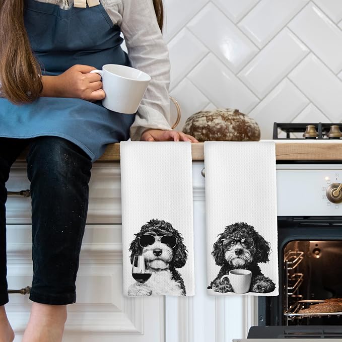 Funny Bernedoodle Kitchen Towels Set of 2, Funny Dog Kitchen Accessories - Image 3