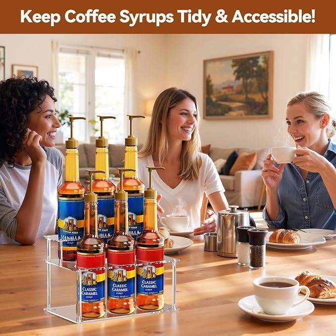 Nuovoware Acrylic Coffee Syrup Organizer, 2-Tier 6 Bottles Bar Organizer - Image 7