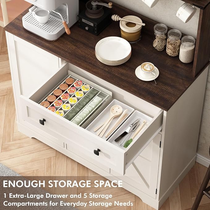Wnutress Farmhouse Coffee Bar Cabinet - Image 6
