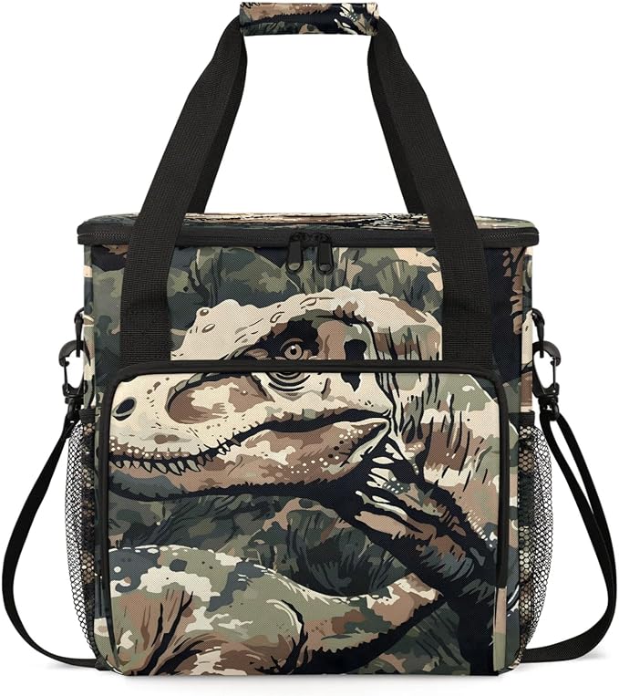Cool Camo Dinosaur Coffee Maker Carring Bag, Large Insulated Storage Organizer by Home
