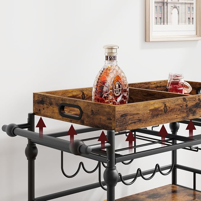 GarveeHome Bar Cart with Wheels, 3-Tier Serving Cart - Image 2