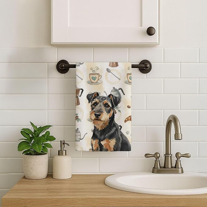 Caroline's Treasures Black and Tan Lakeland Terrier Coffee Bar Kitchen Towel - Image 7