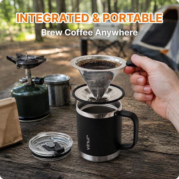 VINUR Pour Over Coffee Maker, 12 oz Insulated Coffee Maker - Image 3
