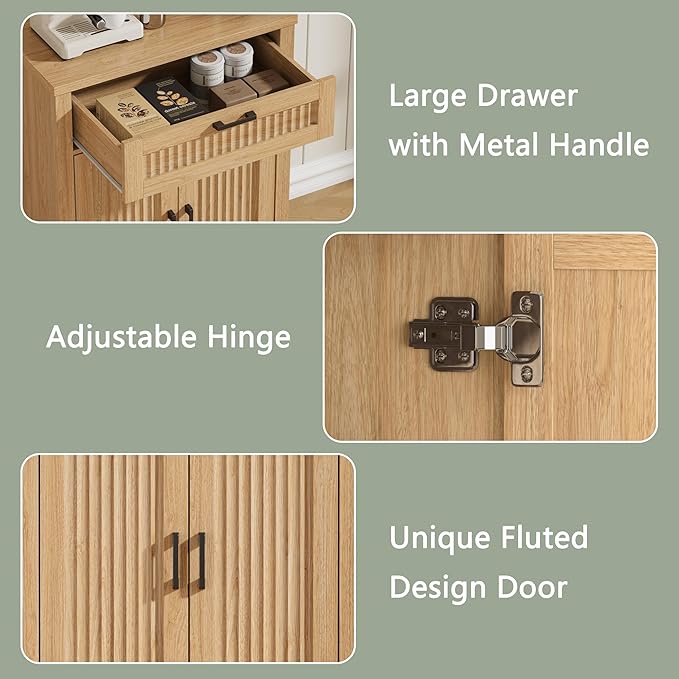 Buffet Cabinet with Storage Drawer, Farmhouse Coffee Bar Table with Storage - Image 5