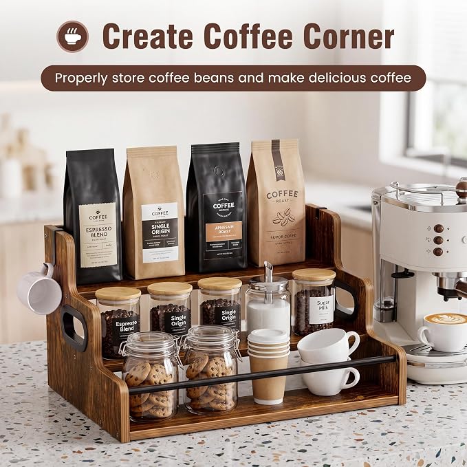 YOUDENOVA Liquor Bottle Display Shelf, 3-Tier Coffee Syrup Rack Organizer - Image 7