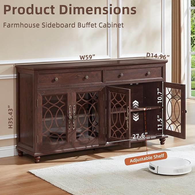 Joaxswe Large Sideboard Buffet Cabinet Set of 2 - Image 3