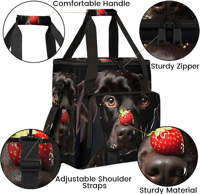 Black Labrador Funny Dog Coffee Maker Carring Bag, Large Insulated Storage - Image 7