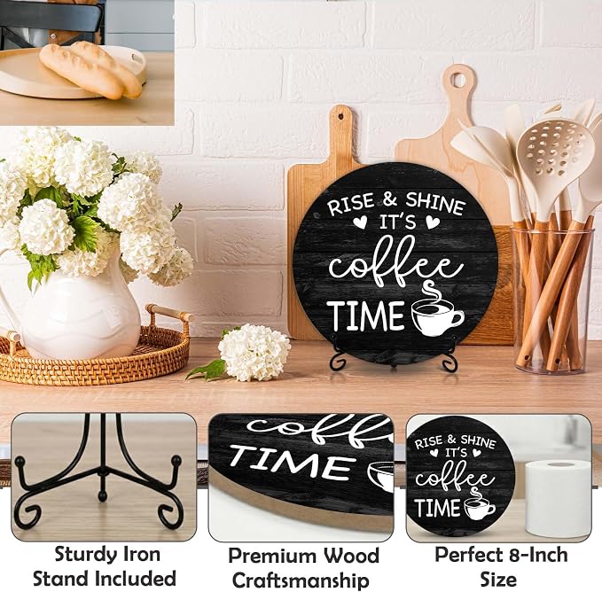 Farmhouse Coffee Bar Decor, Rustic Wooden Plaques - Image 6