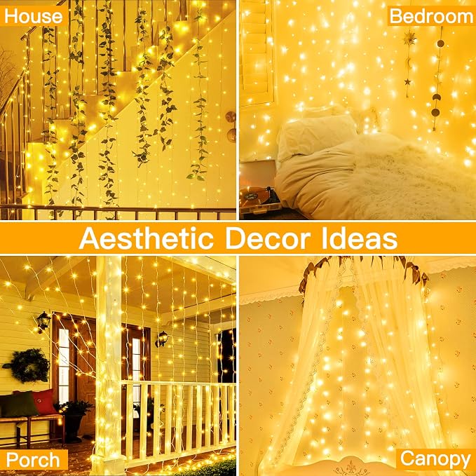 Ollny Curtain Lights 6.6x6.6ft, 200 LED String Lights - Image 7