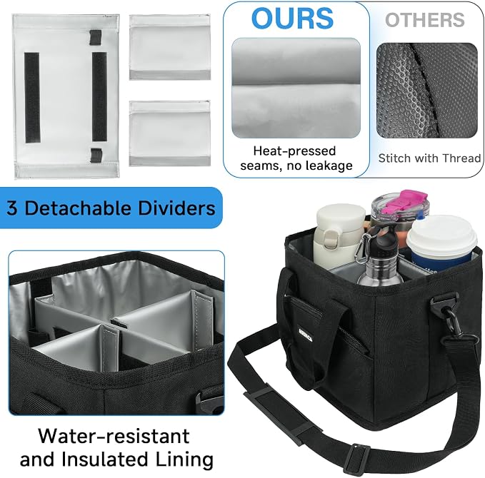 Reusable Drink Carrier with Handle – Insulated, Collapsible 4-Cup Beverage Bag - Image 4