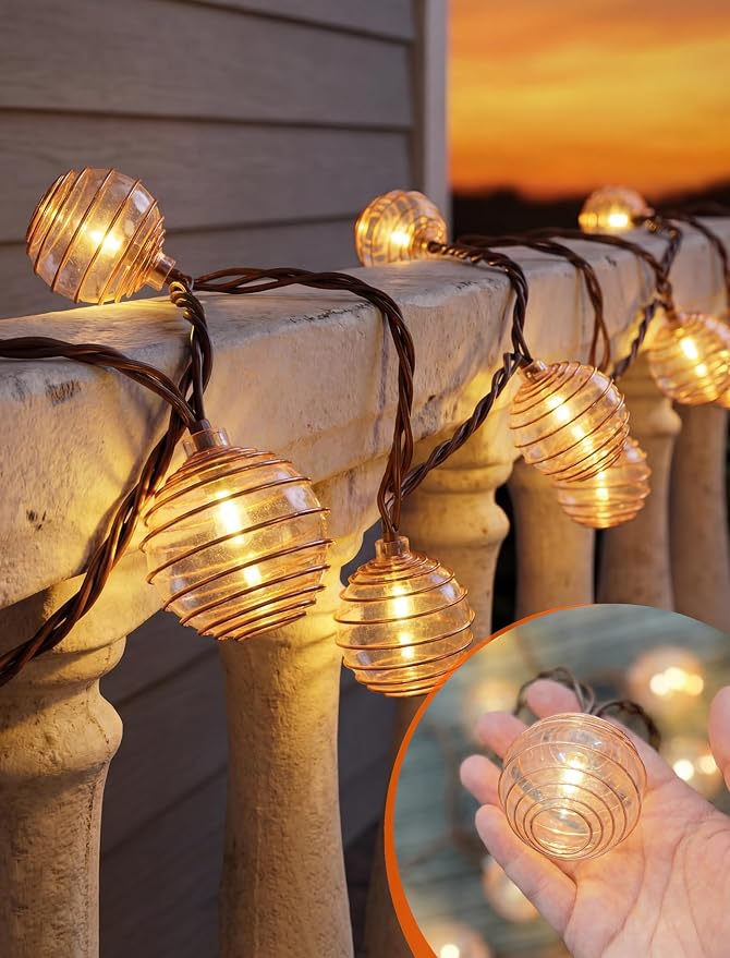 SUNSGNE Brown String Lights, Decorative Globe String Lights Plug in - Image 7