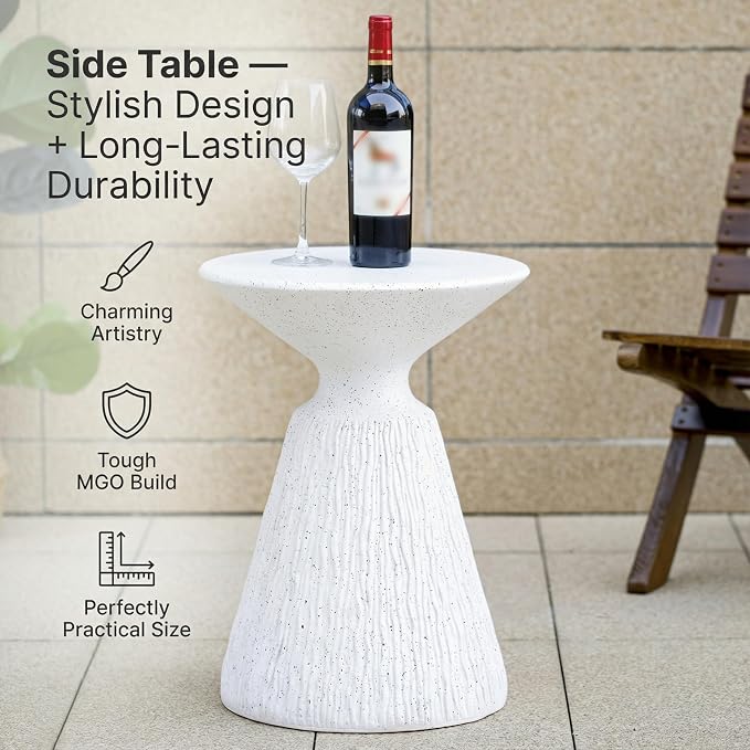 White Marble Speckled Side Table - Image 5