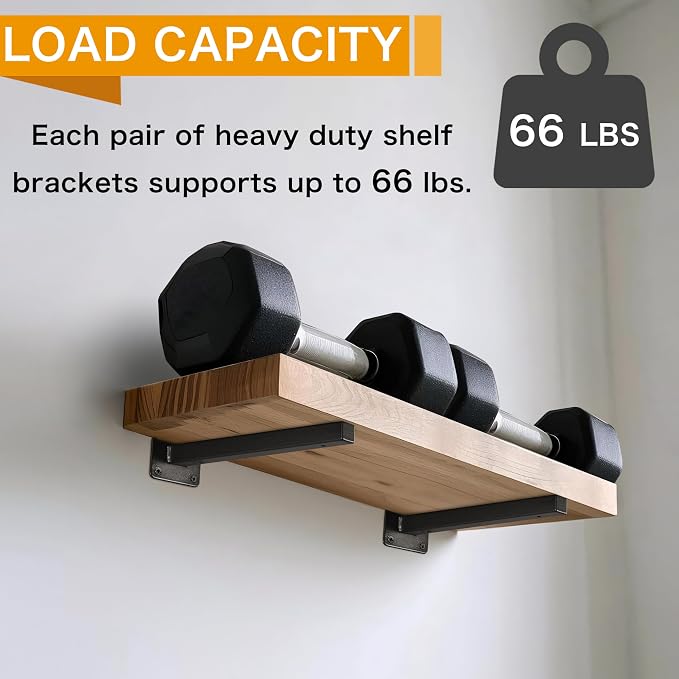 6 Pcs Black Shelf Bracket 10 Inch Heavy Duty Brackets - Image 5