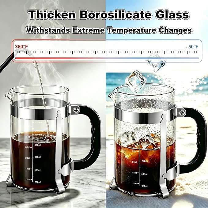 QUQIYSO French Press Coffee Maker, Large French Press - Image 4