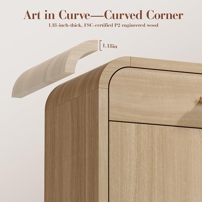 Set of 2 Curved Buffet Storage Cabinet - Image 6