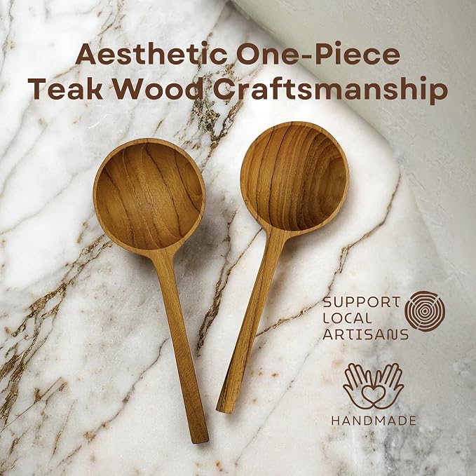 2 Pieces Wooden Coffee Spoon, Handmade Teak Wood Scoop - Image 2