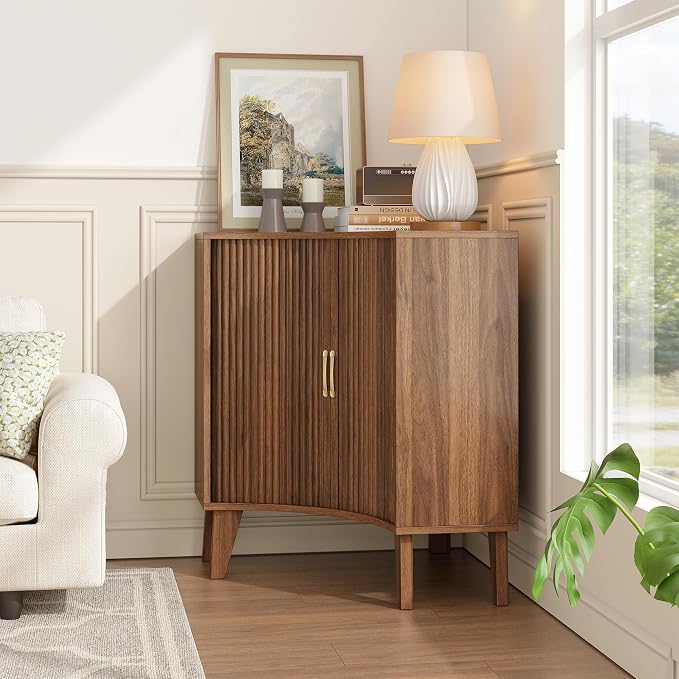 Fluted Corner Cabinet, Small Corner Floor Cabinet - Image 7