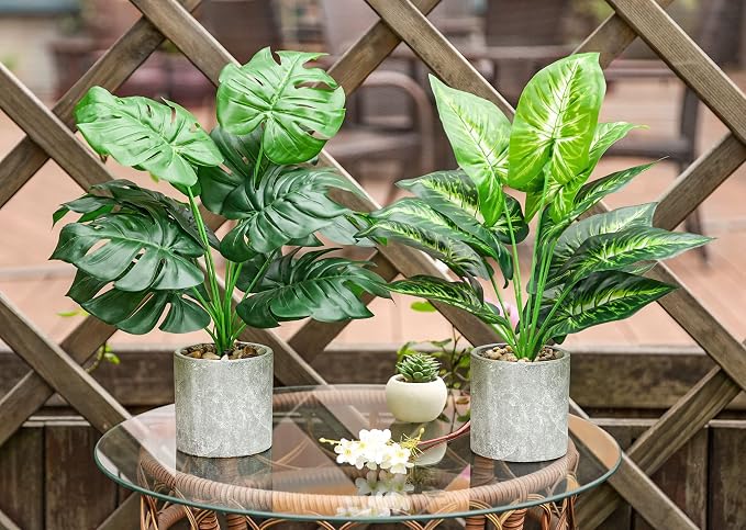 Der Rose 2 Pack Fake Plants Artificial Potted Faux Plants Indoor - Image 4