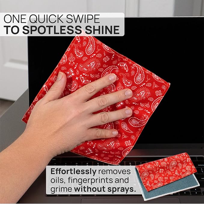 Microfiber Wholesale Quick Cloth Glasses Cleaning Cloths–8x8 Paisley Red 1-Pack - Image 2