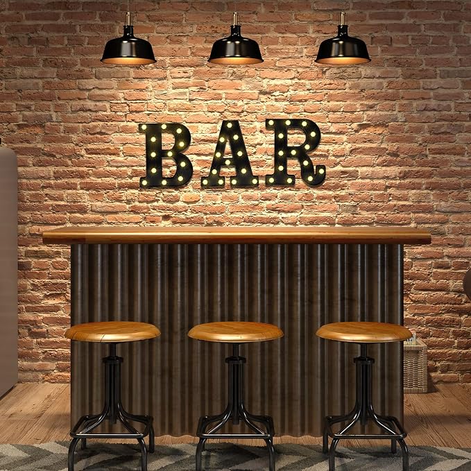 Mudder 3 Pcs Bar Sign for Home Bar Accessories Light Up LED Letter Decor Word - Image 9
