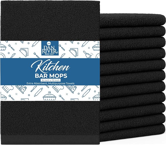 DAN RIVER Kitchen Bar Mops, 16 by 19 Inches, 100% Cotton Super Absorbent by DanRiver