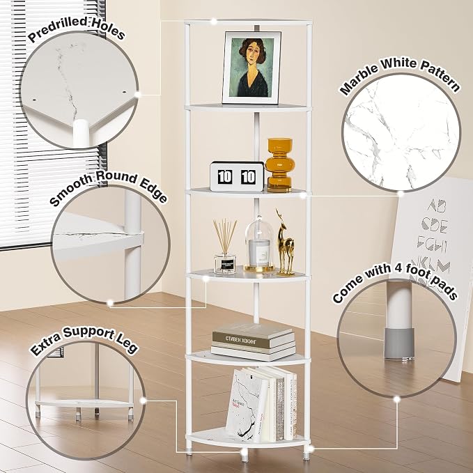 6 Tier Corner Shelf Stand, 54.4" Kitchen Shelf Organizer - Image 7