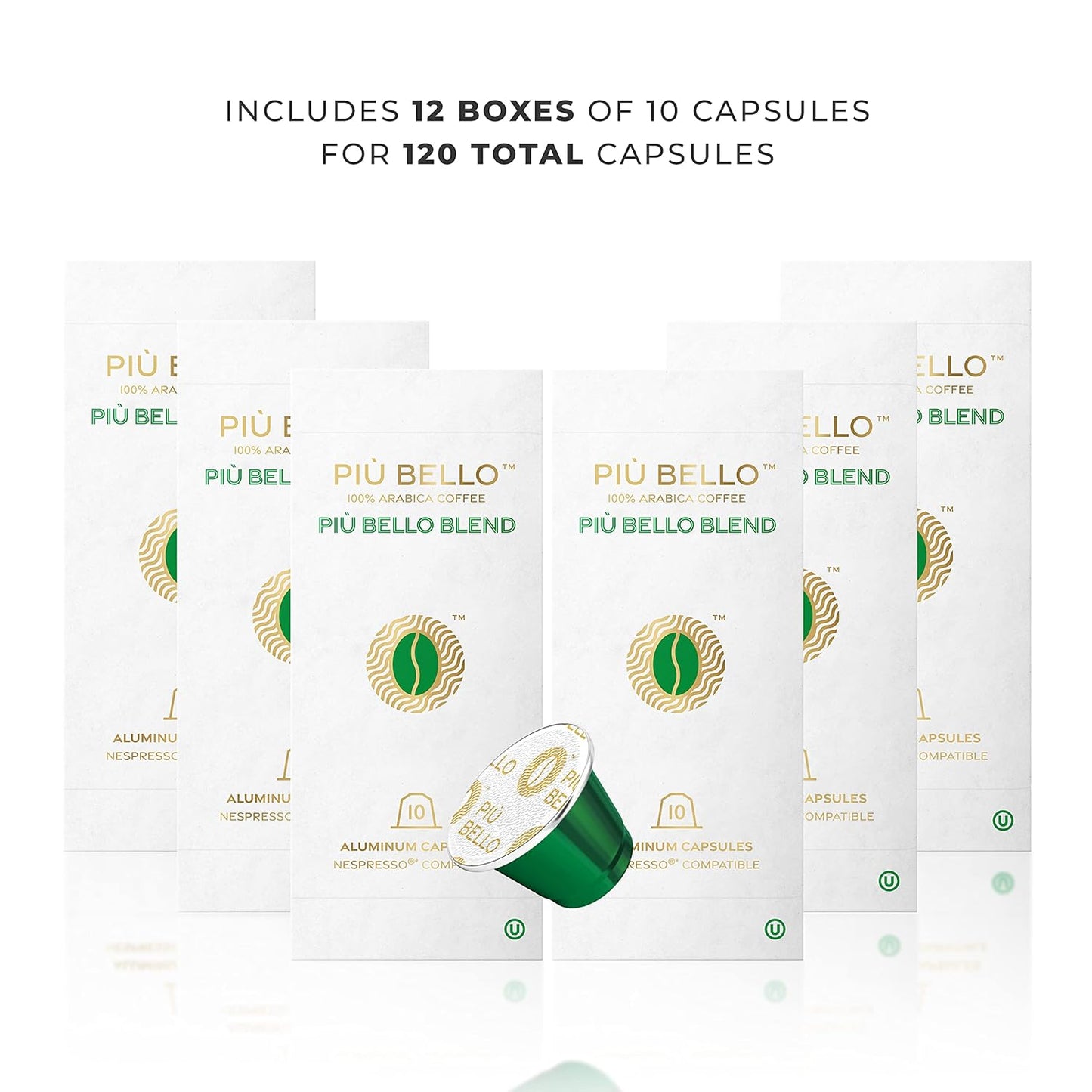 Piu Bello Blend Espresso Coffee Pods for Nespresso Original Machines – Compatible Capsules Pack – Rich & Balanced Taste – Strong Italian Espresso Flavor – Kosher Certified (120 Count, Single Flavor)