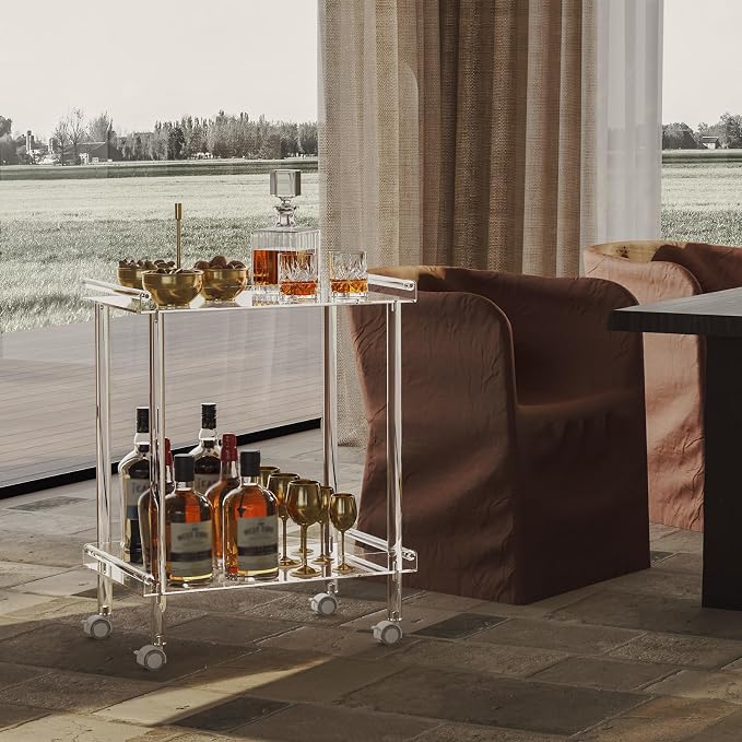 HMYHUM Acrylic Bar Cart, Rolling Serving Cart - Image 6