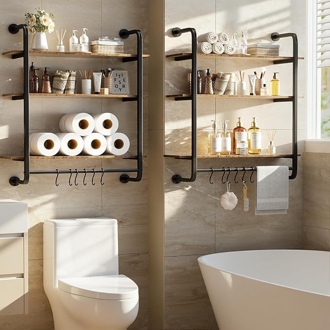 3 Tier Industrial Pipe Floating Shelf, Coffee Bar Shelves Display Bookshelf - Image 7