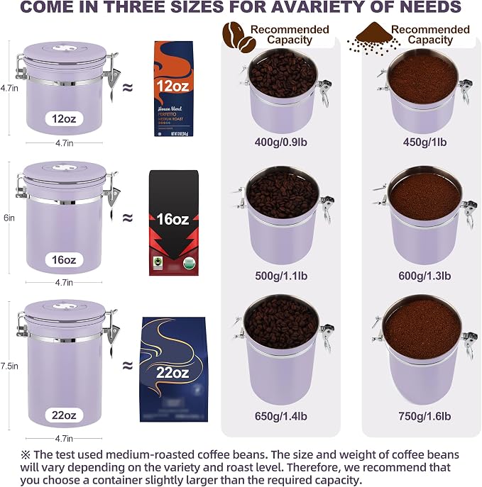 ShanSon Coffee Canister Airtight, Stainless Steel Bean Storage Container - Image 3