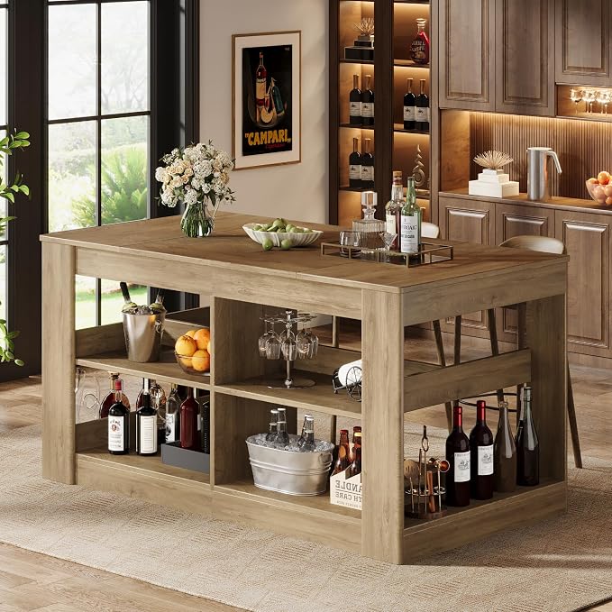 Tribesigns 63-Inch Bar Table, Rectangular Counter Height Table, Wood Pub Table - Image 4