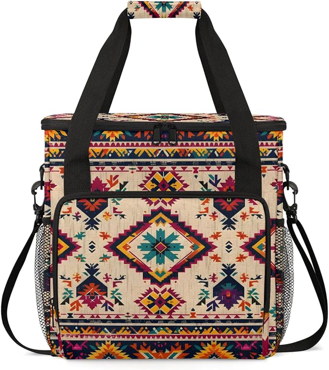 Ethnic Southwest Geometric Stripes Coffee Maker Carring Bag, Large Insulated by Home