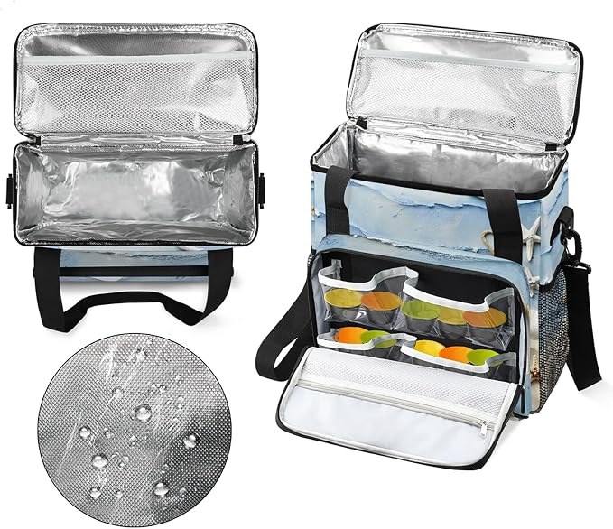 Summer Beach Theme Coffee Maker Carring Bag, Large Insulated Storage Organizer - Image 3