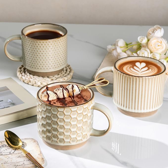 GBhome 12OZ Stackable Coffee Mugs Set of 6, Ceramic Coffee Mugs - Image 6