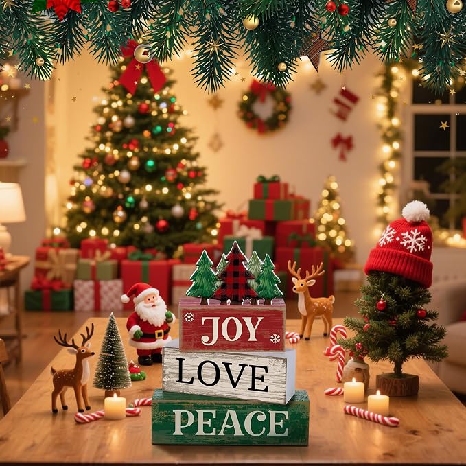 Lineshading 4 Pcs Christmas Table Decor Christmas Tree Centerpiece Joy Peace - Image 6