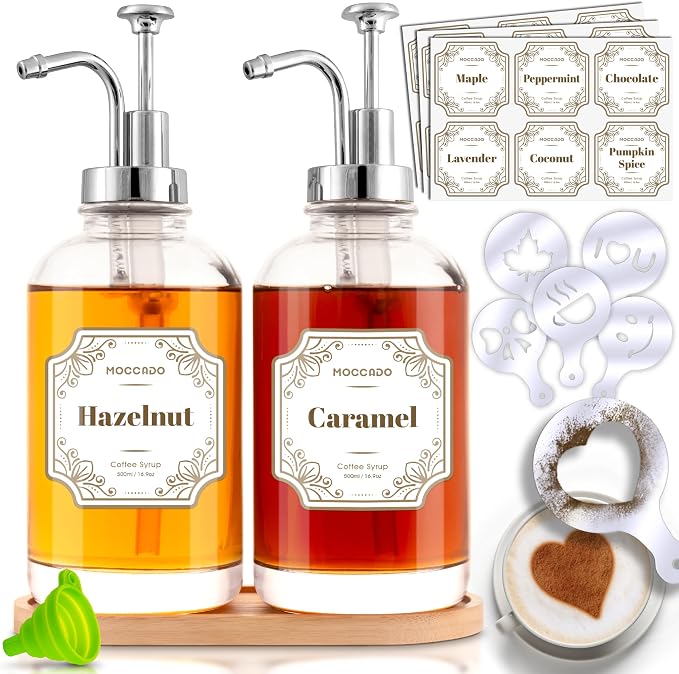 Glass Coffee Syrup Dispenser for Coffee Bar by Moccado