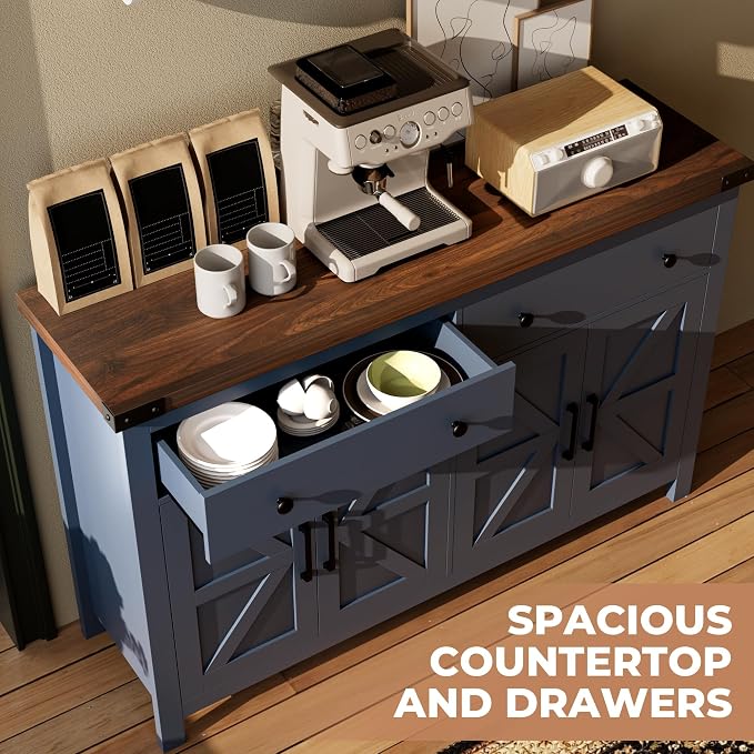 VVFLU 55'' Buffet Cabinet with Storage, Farmhouse Kitchen Storage Cabinet with - Image 4