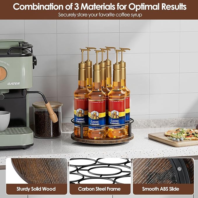 Nuovoware 7 Bottles Rotating Coffee Syrup Rack, Coffee Syrup Rack Organizer - Image 3
