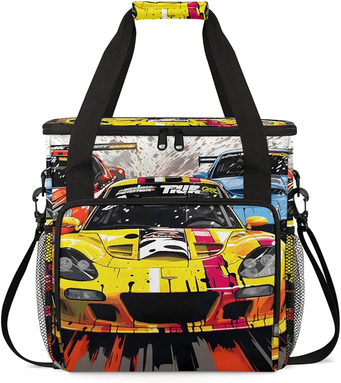 Yellow Racing Car Coffee Maker Carring Bag, Large Insulated Storage Organizer by Home